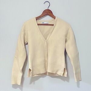 ZARA Women's Ecru Cardigan Sweater
